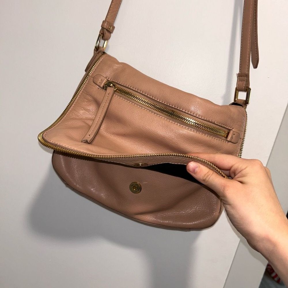 Margot Tan Nude Leather Shoulder purse crossbody bag pebbles soft leather with z